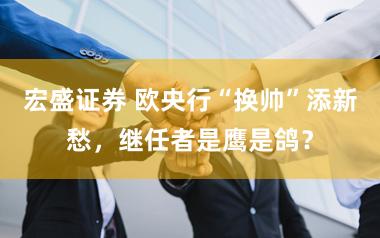 宏盛证券 欧央行“换帅”添新愁，继任者是鹰是鸽？